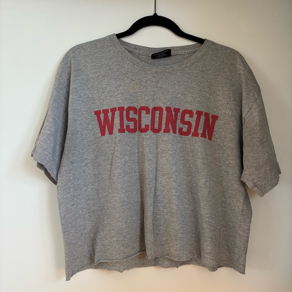 Vintage Wisconsin Gray Cropped Tee